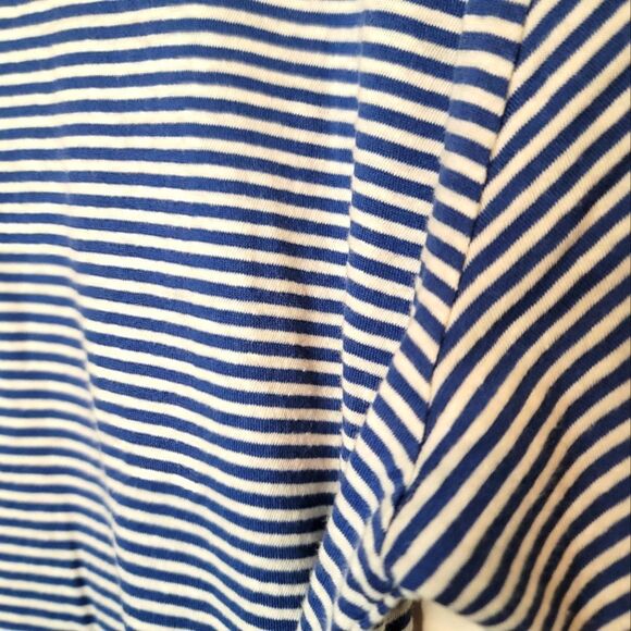 Theory Blue Striped Front Twist Linen Blend T-Shirt Dress Size Small - Picture 3 of 9